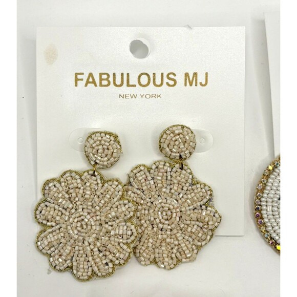 4 Pair Beaded Dangle Earrings Lot Dog Paw Cat Animal Boho Nurse Jewelry Gift - Picture 3 of 6